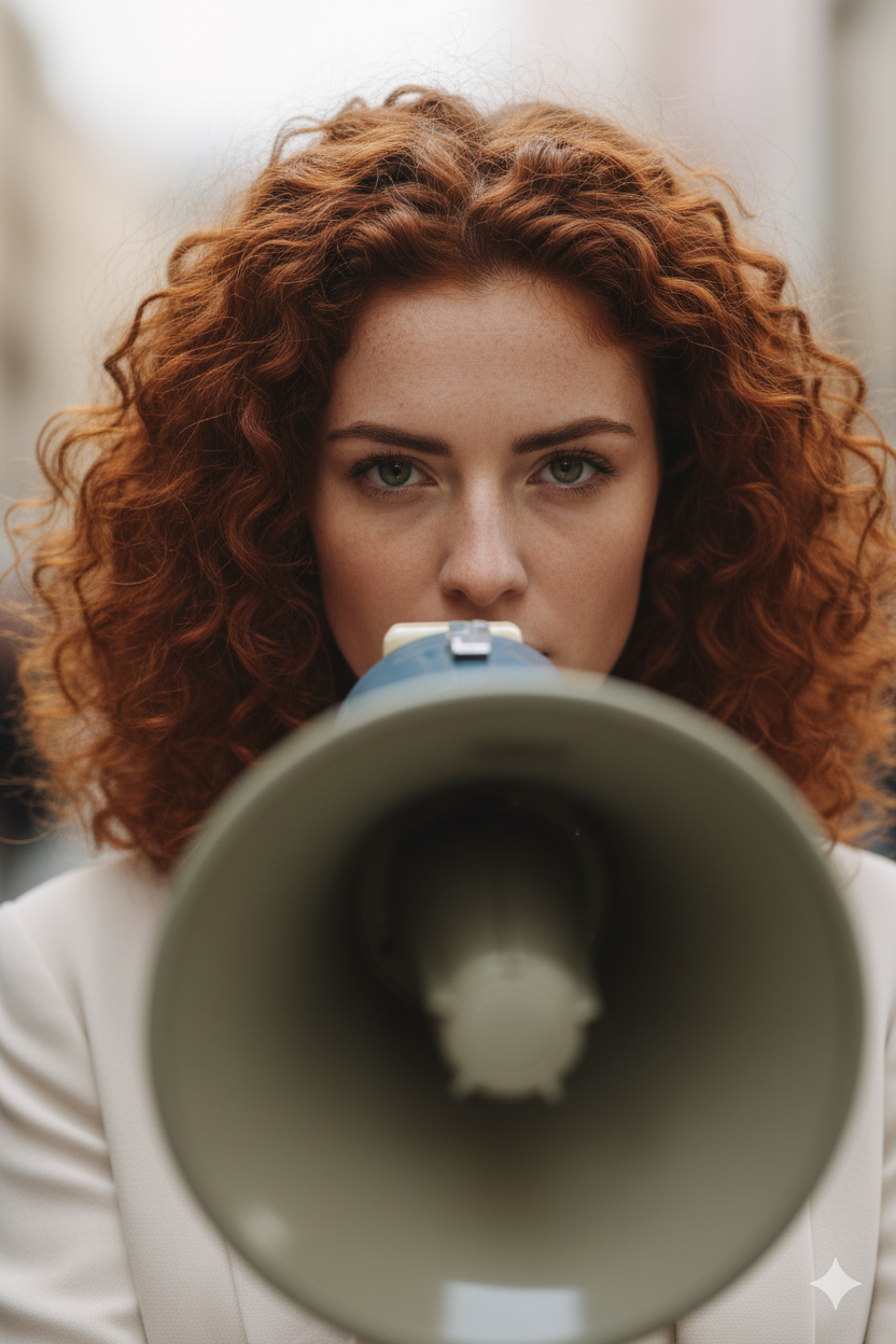 ragazza con megafono