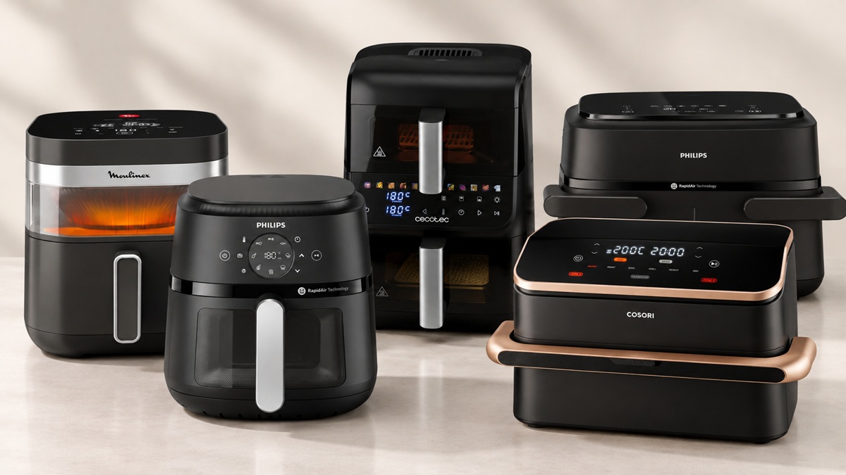 Cinque friggitrici ad aria diverse marche