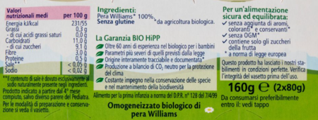 Etichetta omogeneizzato