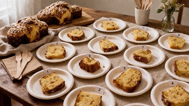 Fette di Colomba pronte per il test di degustazione