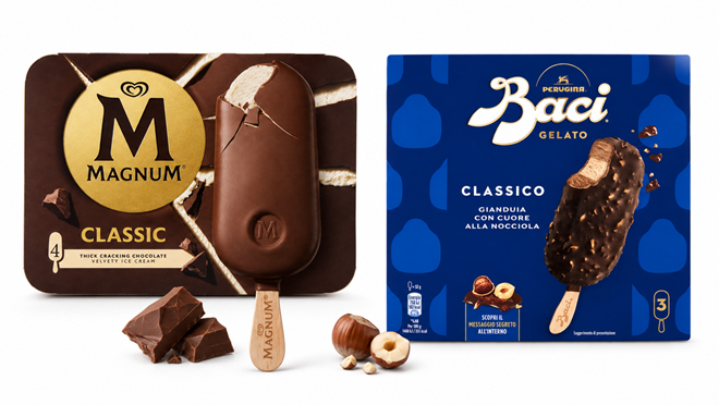 Magnum Classic e stecco Baci Perugina a confronto