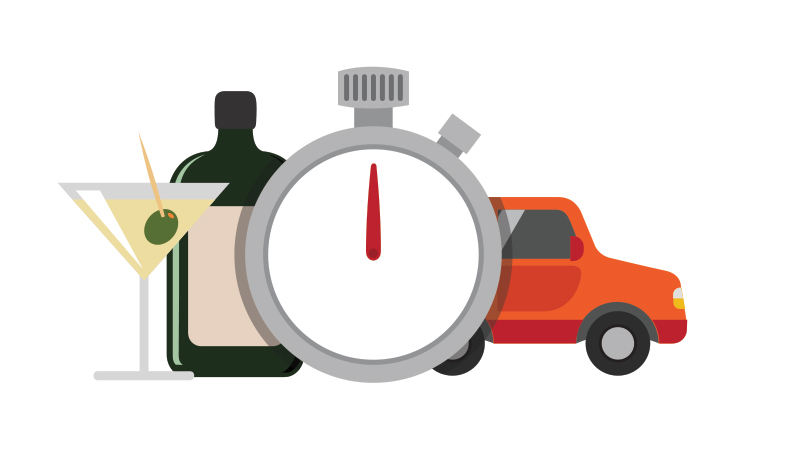 icona con cronometro bicchiere bottiglia e auto