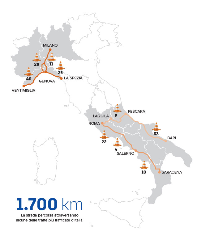 La mappa delle tratte autostradali monitorate nell'ultima inchiesta Altroconsumo