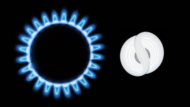 fiamma di fornello a gas e lampadina