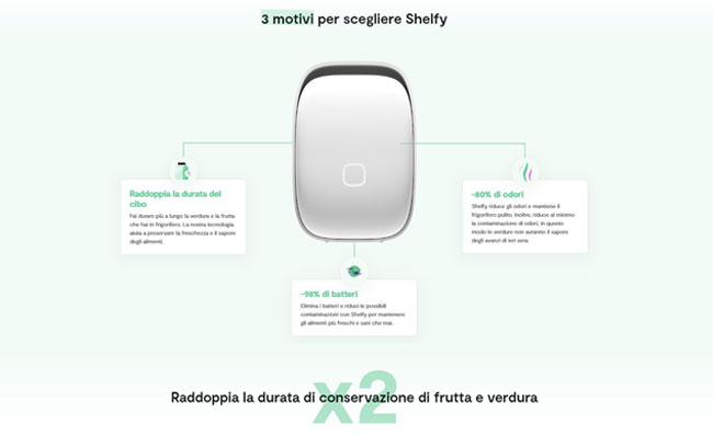 Dispositivo shelfy raddoppia la durata di frutta e verdura