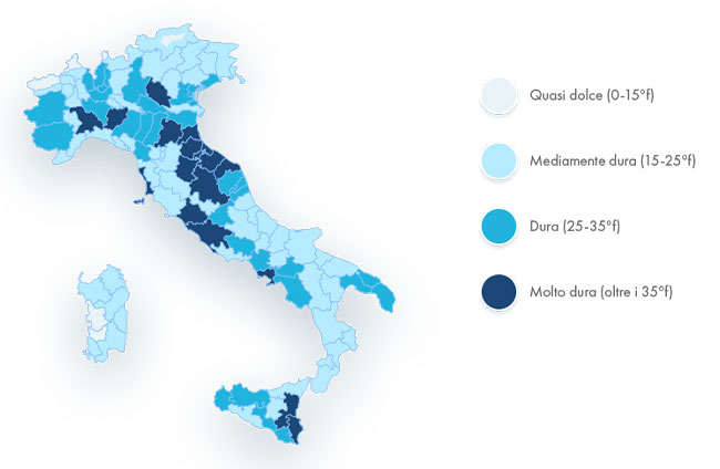 durezza dell'acqua in Italia