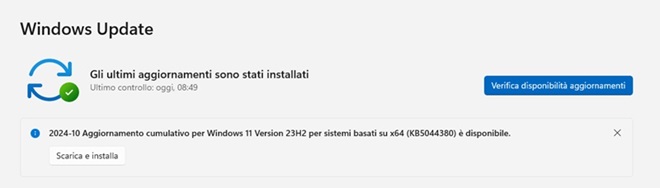 Aggiornamento sistema