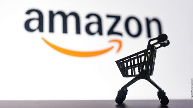 Scritta Amazon con carrello