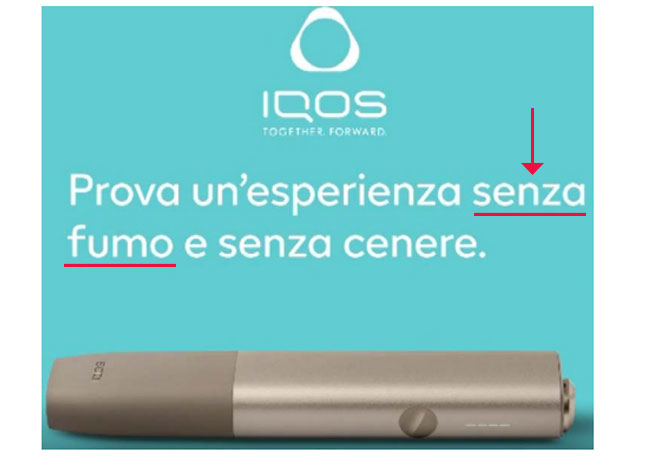 Immagine IQOS con scritta senza fumo