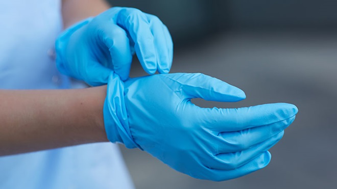 guanti monouso azzurri