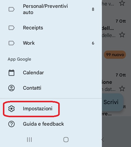 Scrolla per Impostazioni
