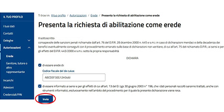 presenta la richiesta di abilitazione