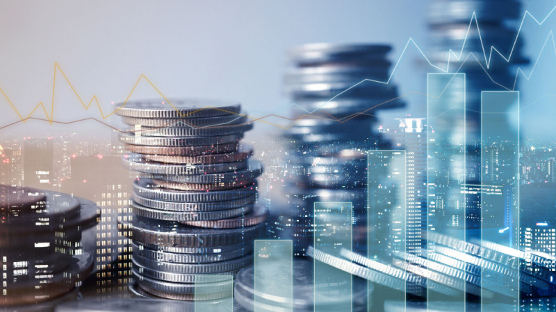 Monete e grafico degli investimenti