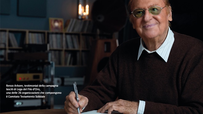 Renzo Arbore, testimonial campagna lasciti Lega del Folo d'Oro