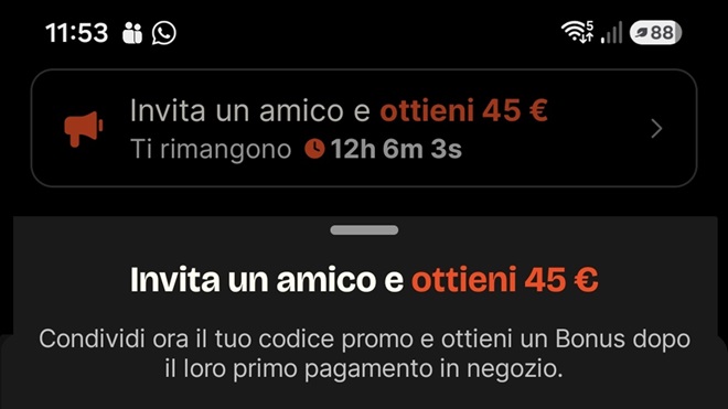 Schermata Invita un amico
