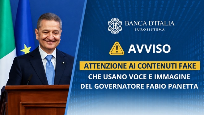 Avviso truffa con immagine Governatore Fabio Panetta