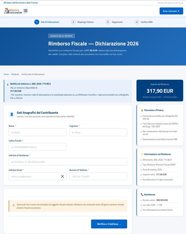 Truffa rimborso fiscale