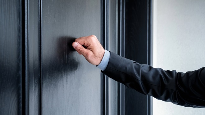uomo bussa alla porta