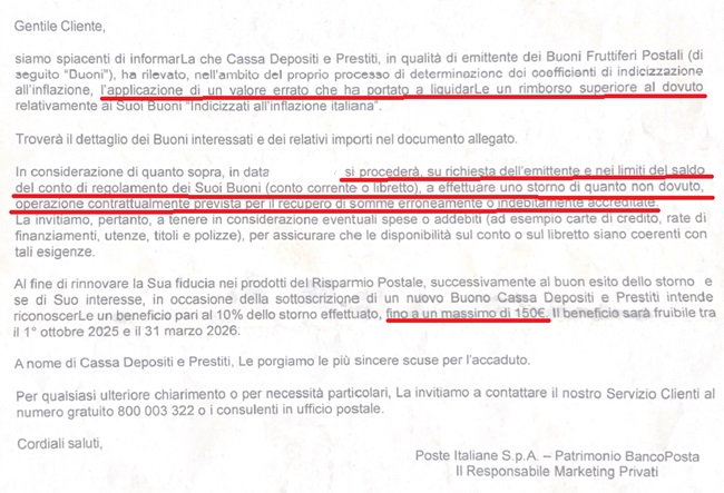 Lettera poste Buoni postali