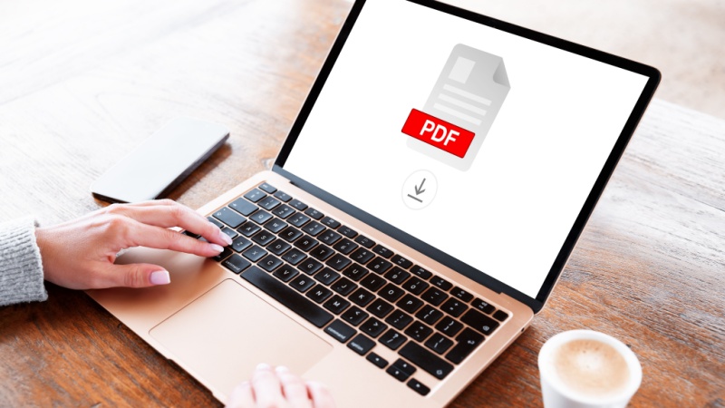 Computer mani e pdf sullo schermo