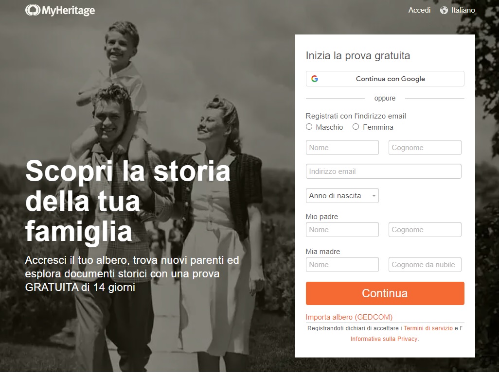 Home page MyHeritage