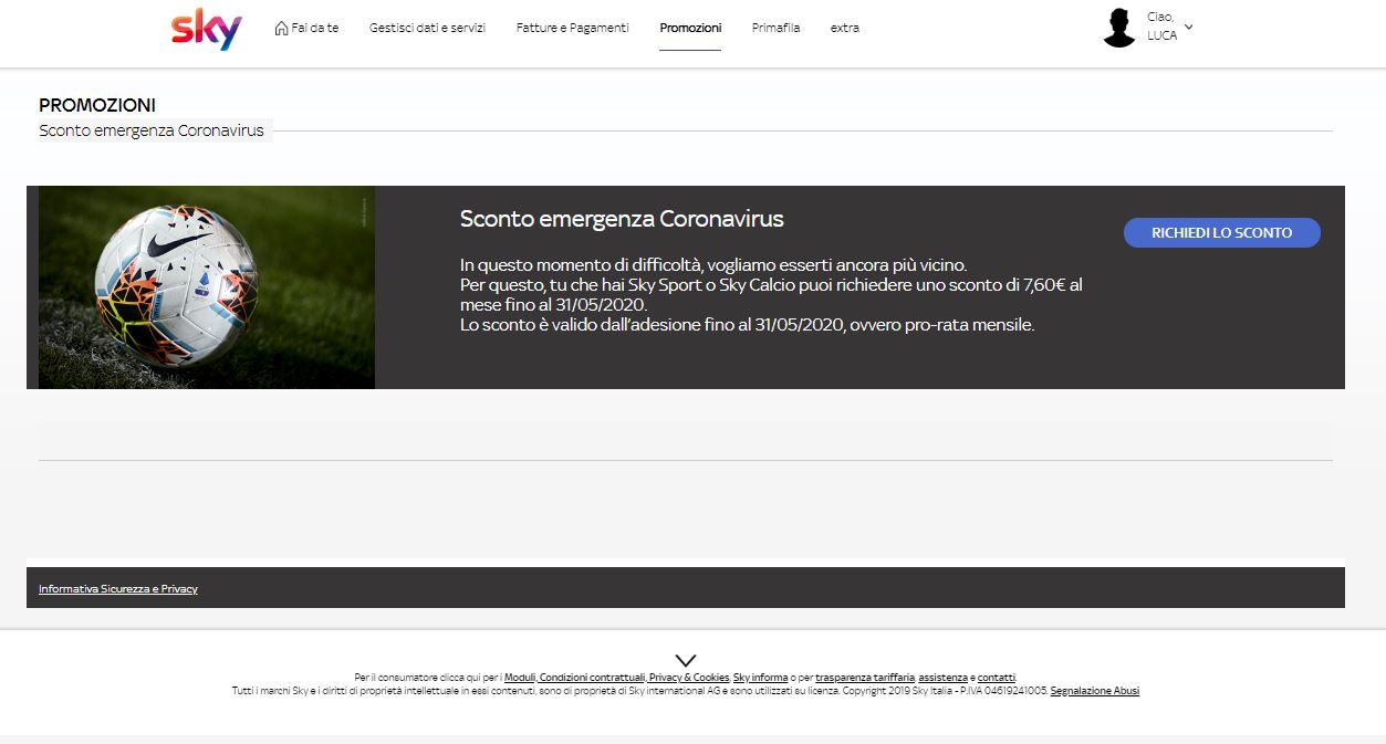 sconto sky 2