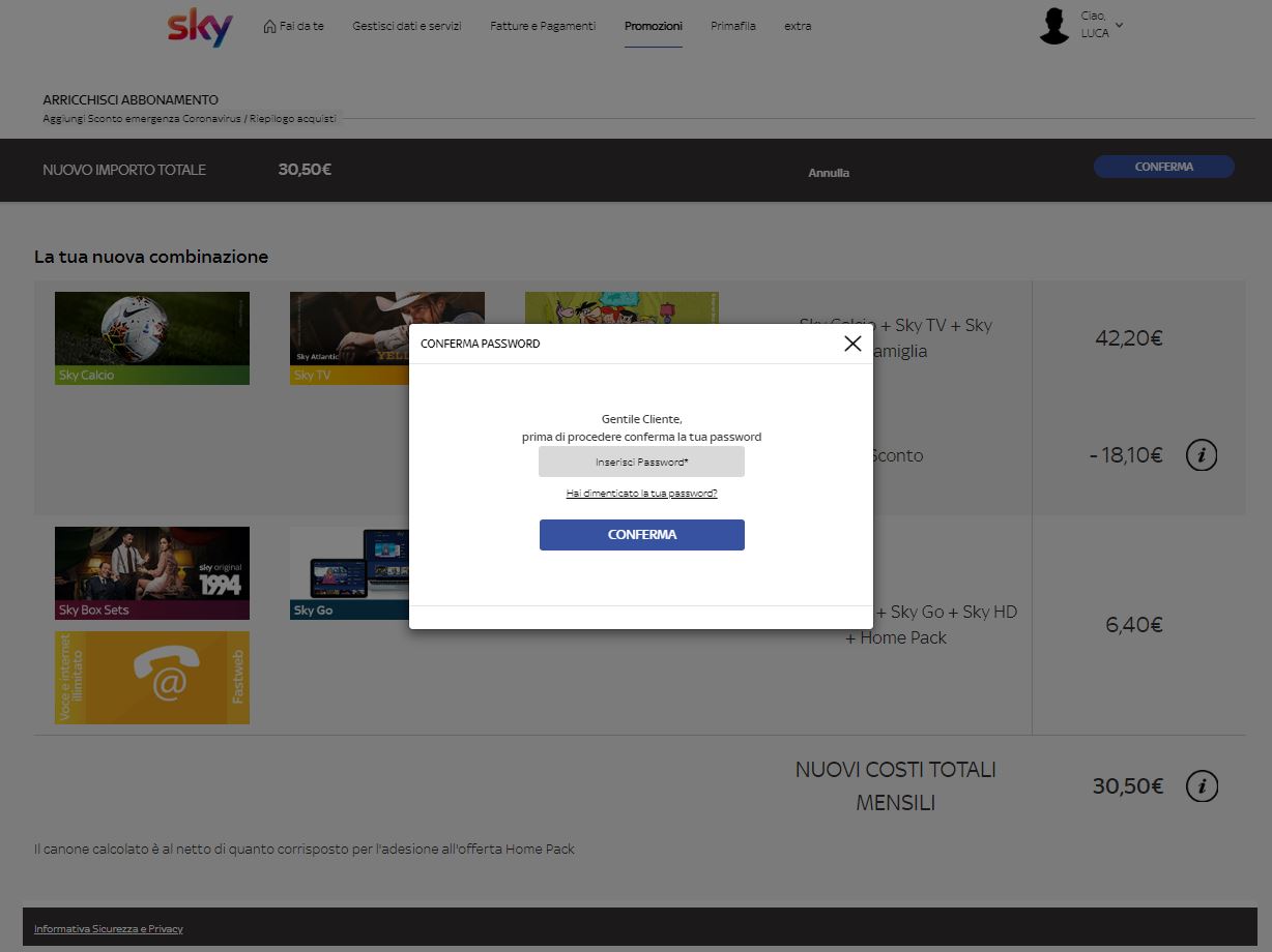 sconto sky 4