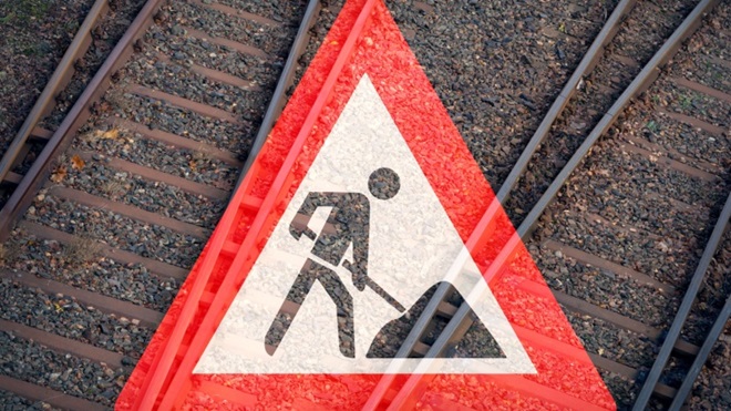 Simbolo lavori in corso sulla ferrovia