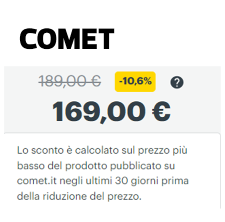 cartellino prezzo scontato comet