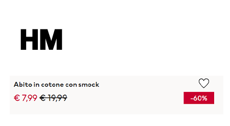 cartellino prezzo scontato hm