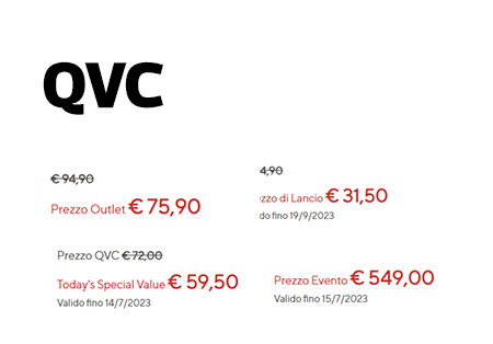 cartellino prezzo scontato qvc