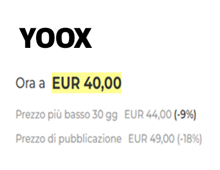 cartellino prezzo scontato yoox