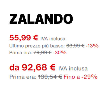 cartellino prezzo scontato zalando